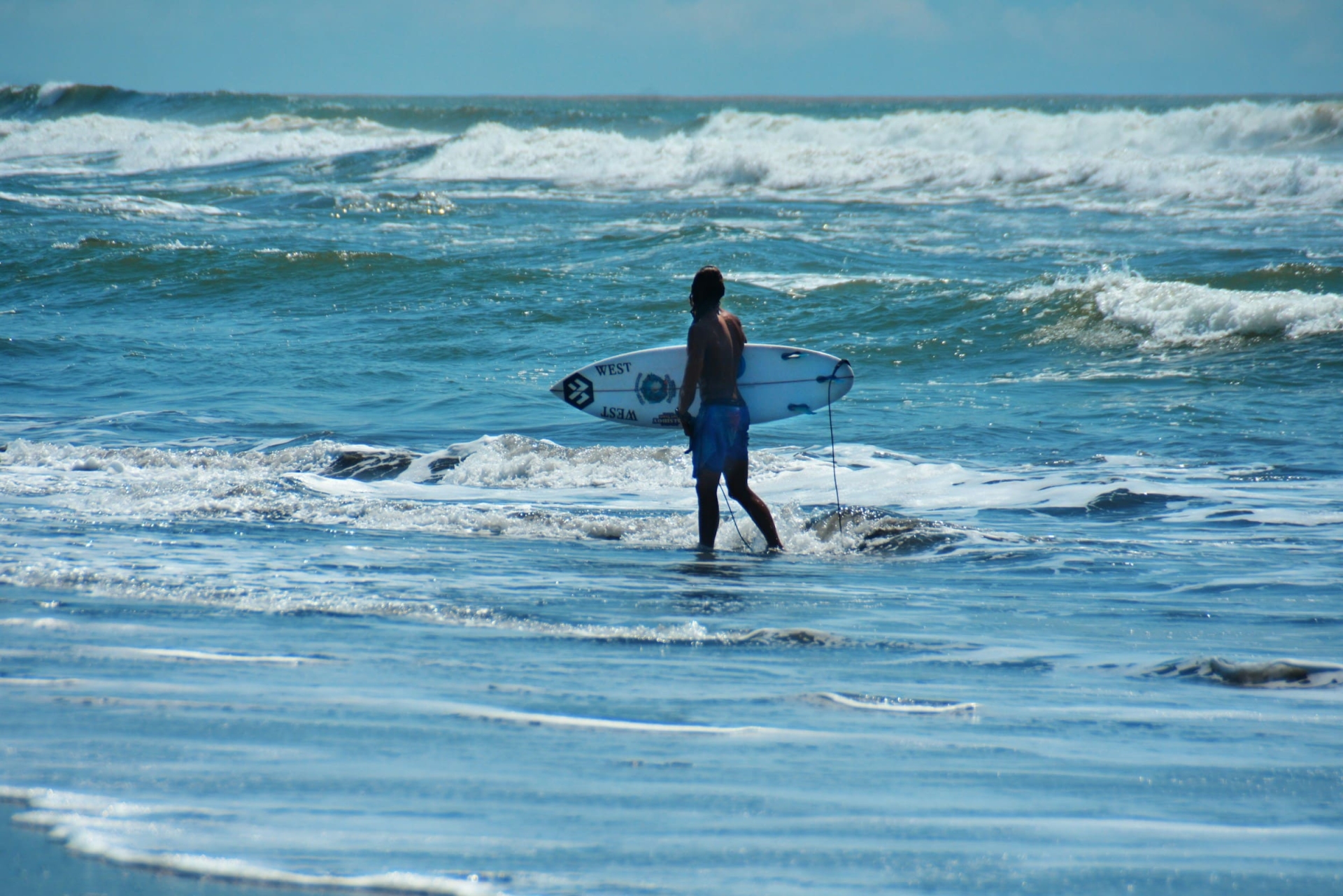 Surfeur, surf, plage, mer